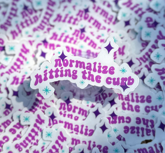 Hit The Curb Sticker- Clear